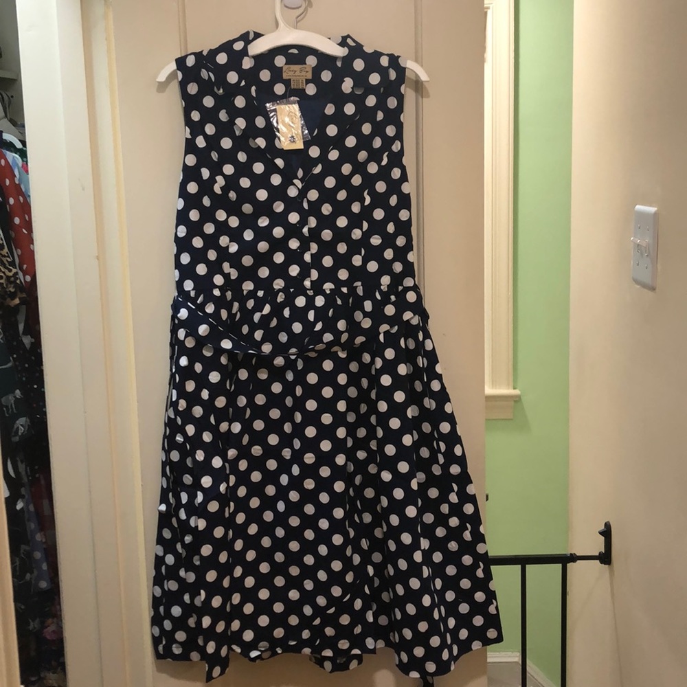 Lindy bop polka dot shirt dress (navy blue)